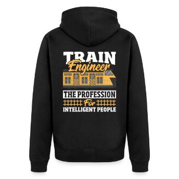 Train Engineer The Profession For Intelligent - Unisex Premium Organic Zip Hoodie - black - Back - Nico (187cm)