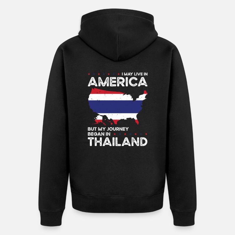 Né Thaïlande Thaïlande États-Unis - Veste à capuche bio Premium Unisexe - noir