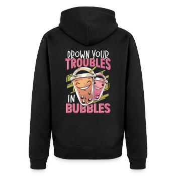 Drown Your Troubles In Bubbles Boba Tea Bubble Tea - Unisex Premium Organic Zip Hoodie - black - Back - Nico (187cm)