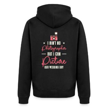 Paar Kamera Romantik Hochzeitstag Pick Up Lines - Unisex Premium Bio Zip Hoodie - Schwarz - Hinten - Nico (187cm)