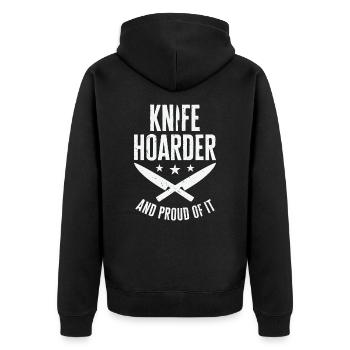 Messersammler Messer Sammeln - Unisex Premium Bio Zip Hoodie - Schwarz - Hinten - Nico (187cm)