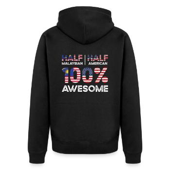 Born Malaysian Malaysia American USA Citizenship - Unisex Premium Organic Zip Hoodie - black - Back - Nico (187cm)
