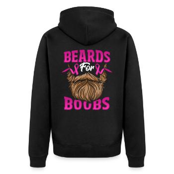 Beards For Boobs Breast Cancer Awareness Pink - Unisex Premium Bio Zip Hoodie - Schwarz - Hinten - Nico (187cm)