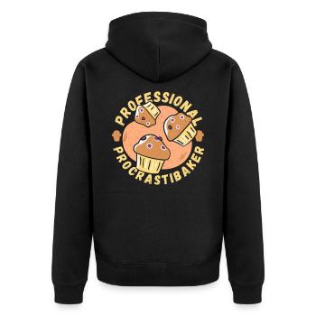 Professional Procrastibaker Baker Baking Bakery - Unisex Premium Bio Zip Hoodie - Schwarz - Hinten - Nico (187cm)