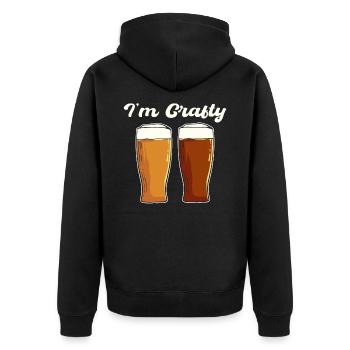 I'm Crafty Craft Beer Brewing - Unisex Premium Bio Zip Hoodie - Schwarz - Hinten - Nico (187cm)