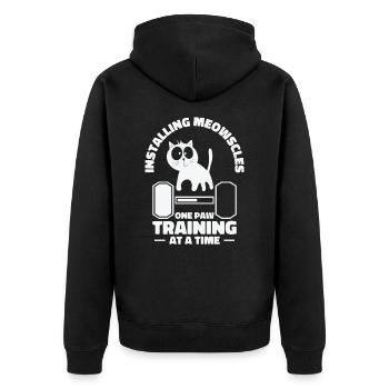 Katze Gewichtheben Haustierbesitzer Installieren - Unisex Premium Bio Zip Hoodie - Schwarz - Hinten - Nico (187cm)