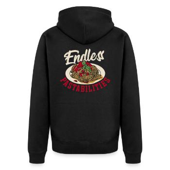 Endless Pastabilities Spaghetti Pasta Noodles - Unisex Premium Bio Zip Hoodie - Schwarz - Hinten - Nico (187cm)