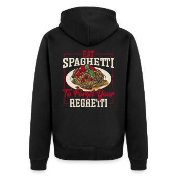 Eat Spaghetti To Forget Your Regretti Pasta - Unisex Premium Organic Zip Hoodie - black - Back - Nico (187cm)
