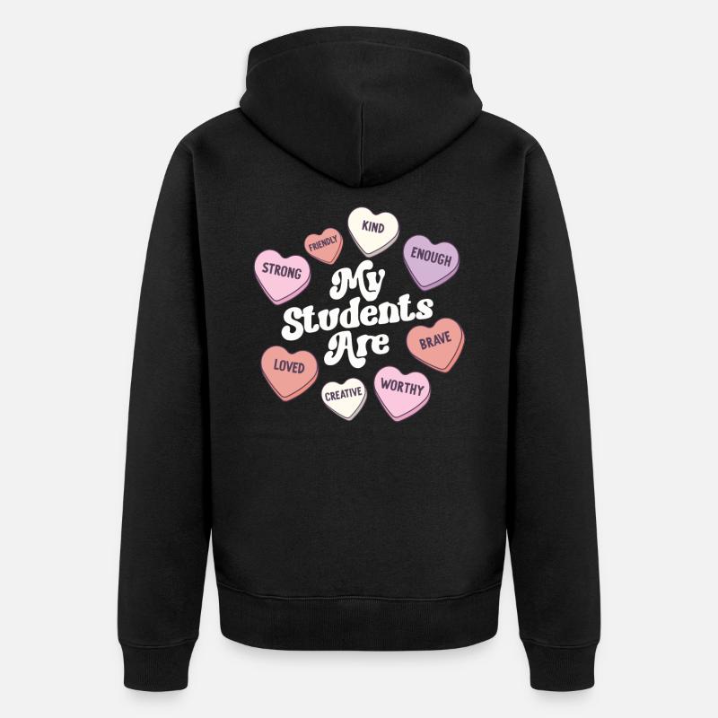 Enseignante Saint-Valentin Affirmations positives - Veste à capuche bio Premium Unisexe - noir
