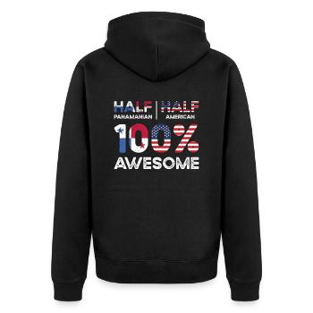 Geboren in Panama Panamaer Amerikaner USA - Unisex Premium Bio Zip Hoodie - Schwarz - Hinten - Nico (187cm)