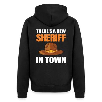 There's A New Sheriff In Town Deputy Sheriff - Unisex Premium Bio Zip Hoodie - Schwarz - Hinten - Nico (187cm)