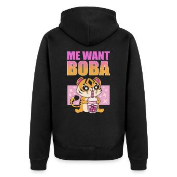 Me Want Boba Matcha Iced Tea Bubble Tea - Unisex Premium Organic Zip Hoodie - black - Back - Nico (187cm)