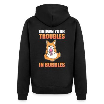 Drown Your Troubles In Bubbles Boba Tea Bubble Tea - Unisex Premium Organic Zip Hoodie - black - Back - Nico (187cm)
