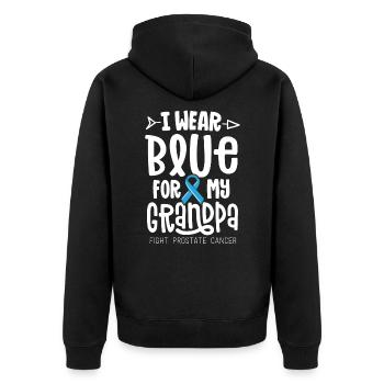 I Wear Blue For My Grandpa Prostate Cancer - Unisex Premium Organic Zip Hoodie - black - Back - Nico (187cm)
