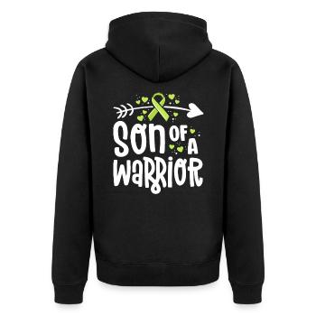 Son Of A Warrior Lymphoma Cancer Awareness Family - Unisex Premium Organic Zip Hoodie - black - Back - Nico (187cm)