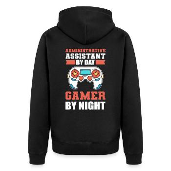 Assistante administrative le jour Joueur de nuit - Veste à capuche bio Premium Unisexe - noir - Dos - Nico (187cm)