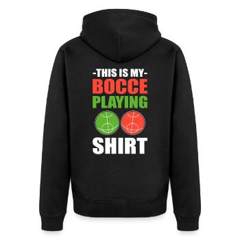 Ceci est mon jeu de pétanque en chemise - Veste à capuche bio Premium Unisexe - noir - Dos - Nico (187cm)