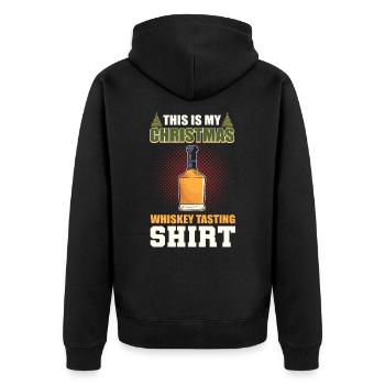 This Is My Christmas Whiskey Tasting Shirt Whisky - Unisex Premium Bio Zip Hoodie - Schwarz - Hinten - Nico (187cm)
