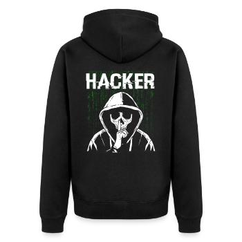 Hacker Skull Hacking Programmation Dark Net - Veste à capuche bio Premium Unisexe - noir - Dos - Nico (187cm)