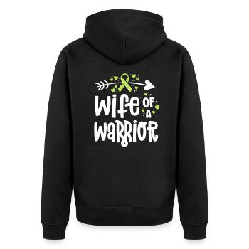 Wife Of A Warrior Lymphoma Cancer Awareness - Unisex Premium Organic Zip Hoodie - black - Back - Nico (187cm)