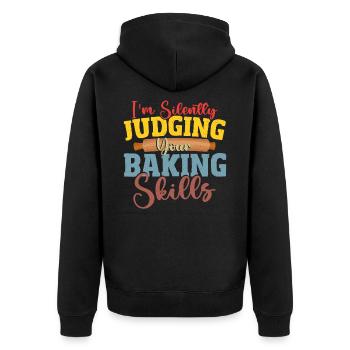 I'm Silently Judging Your Baking Skills Baking - Unisex Premium Bio Zip Hoodie - Schwarz - Hinten - Nico (187cm)