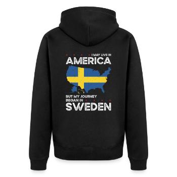 Né en Suède Suède Américains USA - Veste à capuche bio Premium Unisexe - noir - Dos - Nico (187cm)