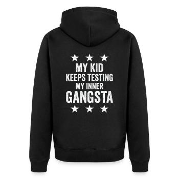 Parenting Children Testing Family Inner Gangster - Unisex Premium Organic Zip Hoodie - black - Back - Nico (187cm)