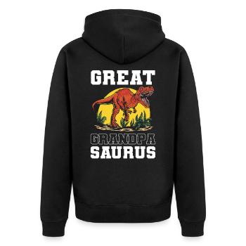 Great Grandpasaurus Great Grandpa Grandfather - Unisex Premium Bio Zip Hoodie - Schwarz - Hinten - Nico (187cm)