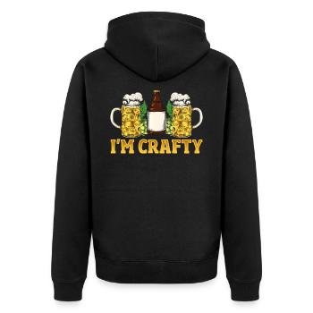 I'm Crafty Craft Beer Brewing - Unisex Premium Bio Zip Hoodie - Schwarz - Hinten - Nico (187cm)