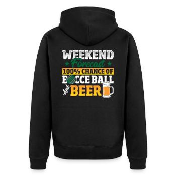 Prévisions du week-end 100% de chances de pétanque et de bière - Veste à capuche bio Premium Unisexe - noir - Dos - Nico (187cm)