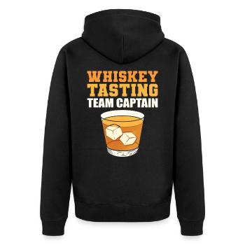 Whiskey Tasting Team Captain Whisky Tasting - Unisex Premium Organic Zip Hoodie - black - Back - Nico (187cm)