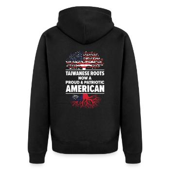 Né à Taïwan, Taïwanais, Américain, États-Unis - Veste à capuche bio Premium Unisexe - noir - Dos - Nico (187cm)