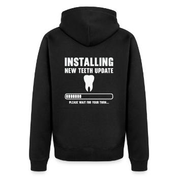 Installing Teeth Dental Work Oral Care Dentist - Unisex Premium Organic Zip Hoodie - black - Back - Nico (187cm)