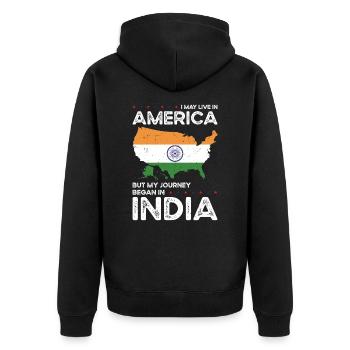 Born Indian India American USA Citizenship - Unisex Premium Organic Zip Hoodie - black - Back - Nico (187cm)