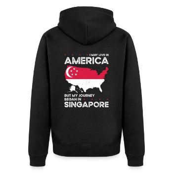 Geboren in Singapur Singapur Amerikaner USA - Unisex Premium Bio Zip Hoodie - Schwarz - Hinten - Nico (187cm)