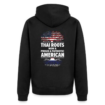 Geboren Thai Thailand Amerikanisch USA - Unisex Premium Bio Zip Hoodie - Schwarz - Hinten - Nico (187cm)