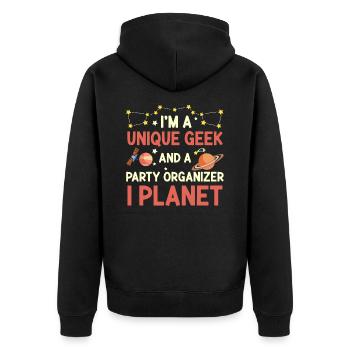 Wissenschaft Thema Geburtstagsfeier Astronomie - Unisex Premium Bio Zip Hoodie - Schwarz - Hinten - Nico (187cm)