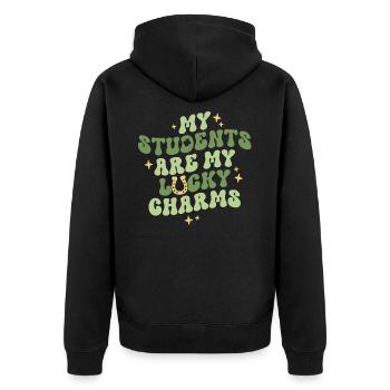 Mes élèves sont mes porte-bonheur Professeur St - Veste à capuche bio Premium Unisexe - noir - Dos - Nico (187cm)