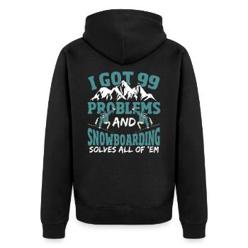 J’ai 99 problèmes et le snowboard résout tout - Veste à capuche bio Premium Unisexe - noir - Dos - Nico (187cm)