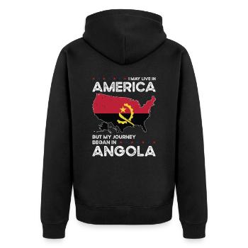 Geboren in Angola Angola Amerikanisch USA - Unisex Premium Bio Zip Hoodie - Schwarz - Hinten - Nico (187cm)