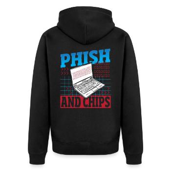 Phish and Chips Hacker Hacking Internet Network - Veste à capuche bio Premium Unisexe - noir - Dos - Nico (187cm)