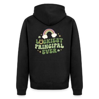 Le directeur le plus chanceux de tous les temps Clover Retro St Patricks - Veste à capuche bio Premium Unisexe - noir - Dos - Nico (187cm)
