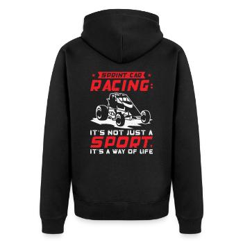 Sprint Car Dirt Track Racing - Unisex Premium Bio Zip Hoodie - Schwarz - Hinten - Nico (187cm)