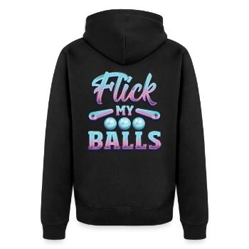 Flick My Balls Pinball Arcade Machine - Unisex Premium Bio Zip Hoodie - Schwarz - Hinten - Nico (187cm)