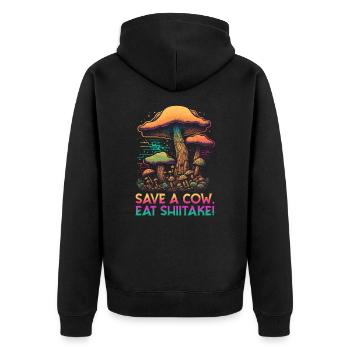 Shiitake Pilz Wald Pilz Shiitake Moral Vegan Umami - Unisex Premium Bio Zip Hoodie - Schwarz - Hinten - Nico (187cm)
