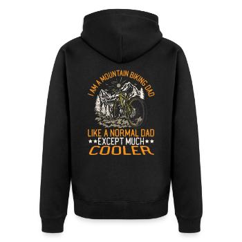 I Am A Mountain Biking Dad MTB Mountain Bike - Unisex Premium Bio Zip Hoodie - Schwarz - Hinten - Nico (187cm)