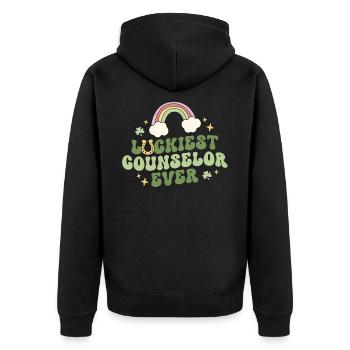 Glücklichster Berater aller Zeiten Berater Retro St Patricks - Unisex Premium Bio Zip Hoodie - Schwarz - Hinten - Nico (187cm)