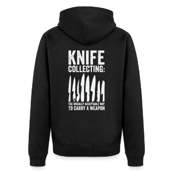 Messersammler Messer Sammeln - Unisex Premium Bio Zip Hoodie - Schwarz - Hinten - Nico (187cm)