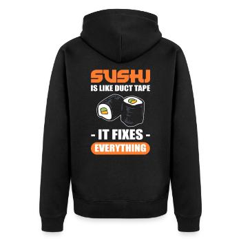 Le sushi est comme du ruban adhésif en toile il répare tout Sushi - Veste à capuche bio Premium Unisexe - noir - Dos - Nico (187cm)