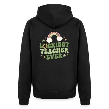 Le professeur le plus chanceux de tous les temps Professeur rétro St Patricks - Veste à capuche bio Premium Unisexe - noir - Dos - Nico (187cm)